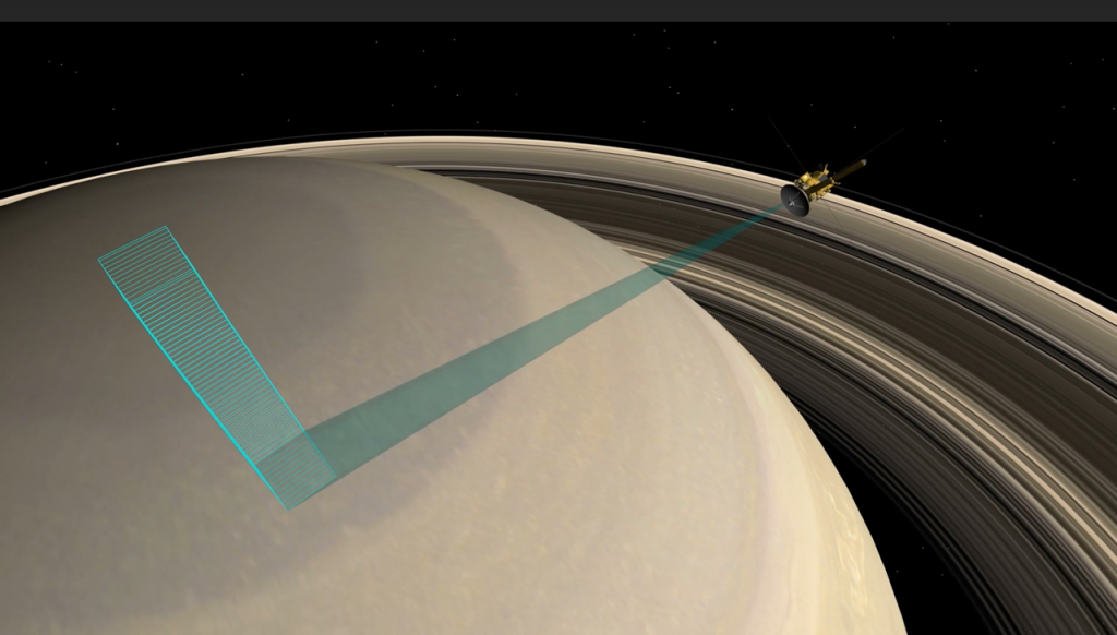 This striking new movie shows Cassini's view as it swooped low above Saturn's cloud-tops