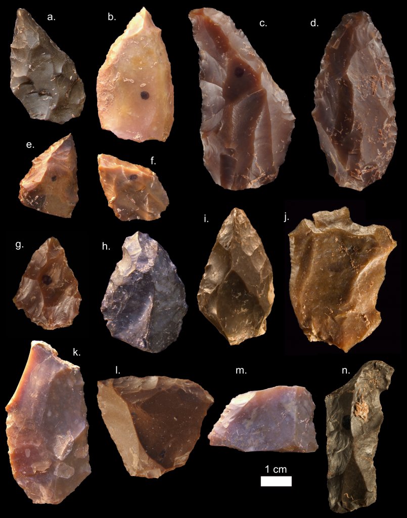 In addition to the hominin fossils, Jebel Irhoud is home to a number of stone tools. (Credit Mohammed Kamal, MPI EVA Leipzig)