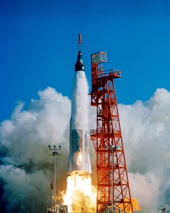 John Glenn's launch on an Atlas in 1962. NASA.