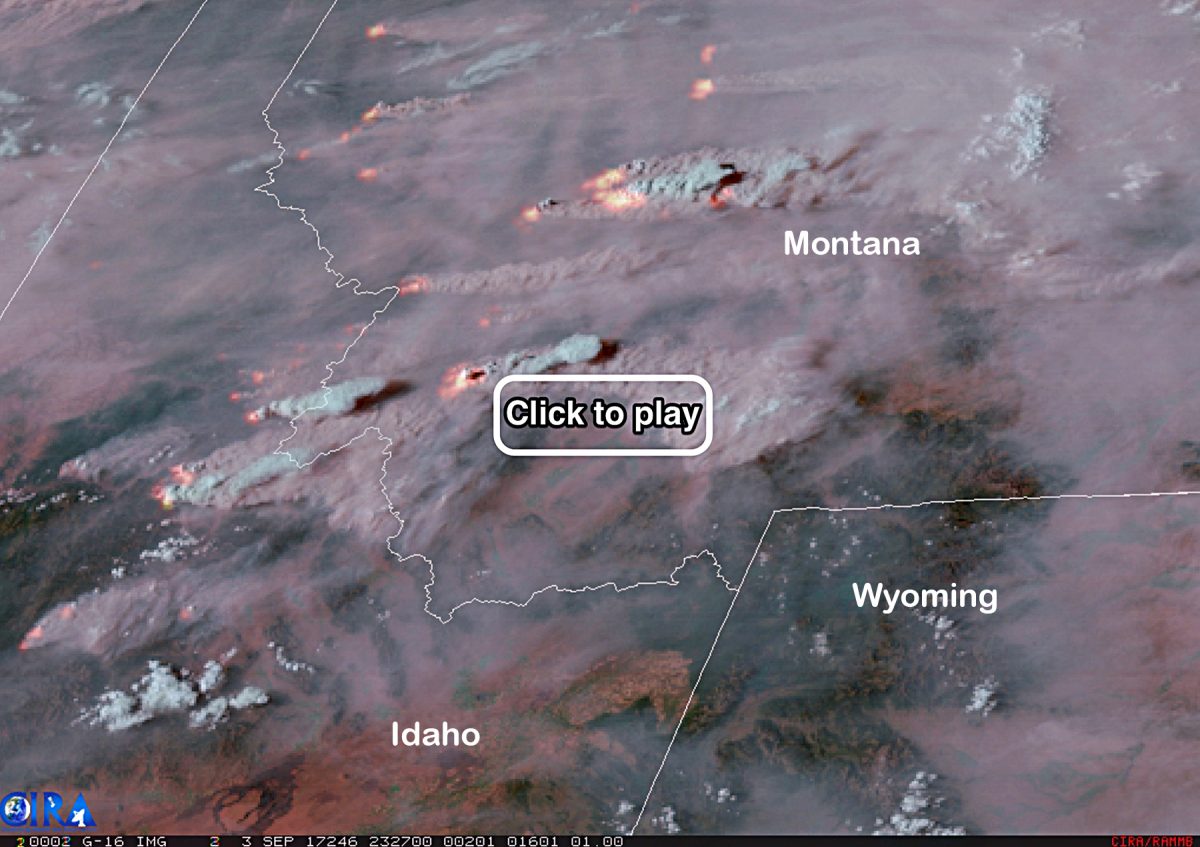Dramatic satellite video shows fire and smoke from roaring blazes across more than a million acres of the U.S. West