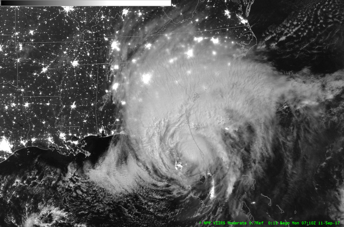 The monster in moonlight: striking satellite image shows Irma churning north in the dead of night