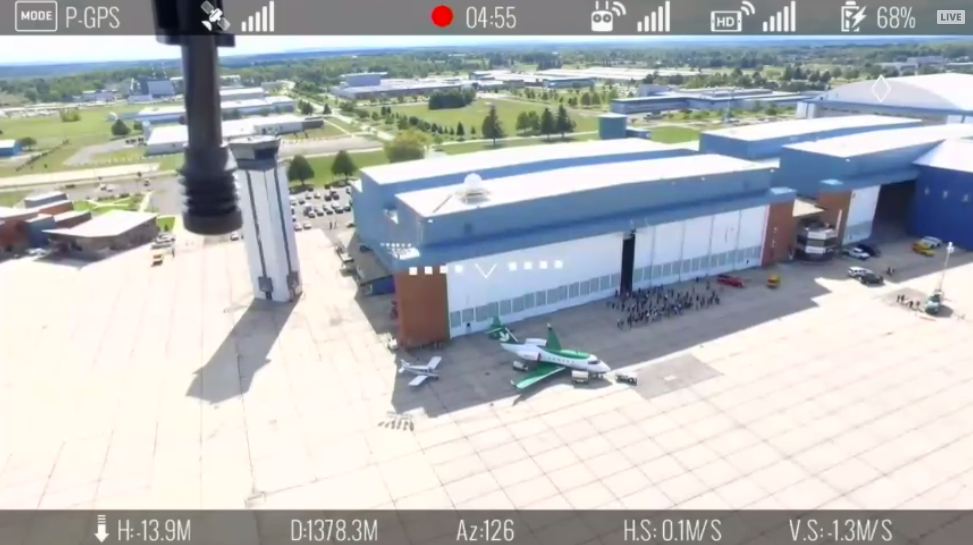 Here's the view from the multirotor drone taking part in the package delivery simulation. (Credit: Screenshot from livestream)