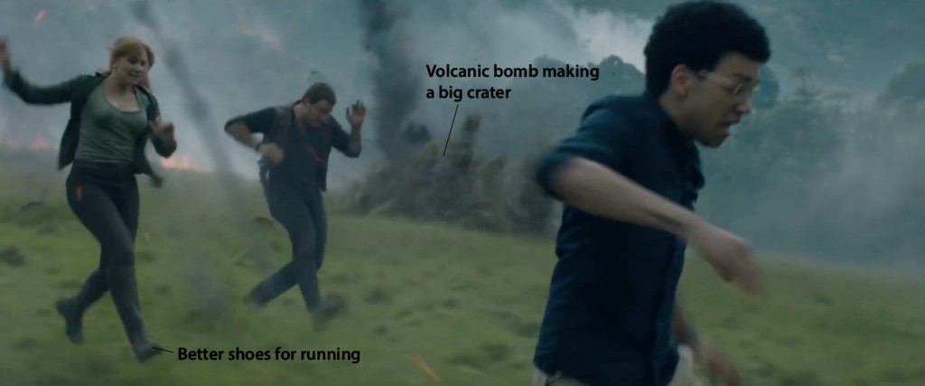 Volcanic bombs flying in the Jurassic World: Fallen Kingdom trailer.