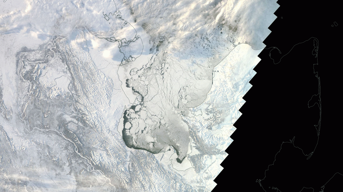 Satellite imagery shows just how bad the loss of Arctic sea ice has been off Alaska and eastern Siberia