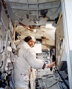 Armstrong training in the lunar module simulator. NASA.