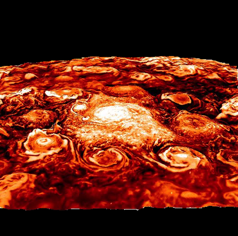 Say what? This is the storm-tossed north pole of Jupiter?