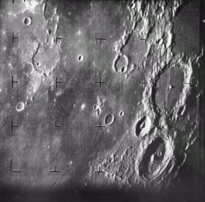 The first ever up close image of the Moon's surface taken by Ranger 7. NASA/JPL.