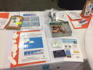 Our exhibit table, featuring our new project kits