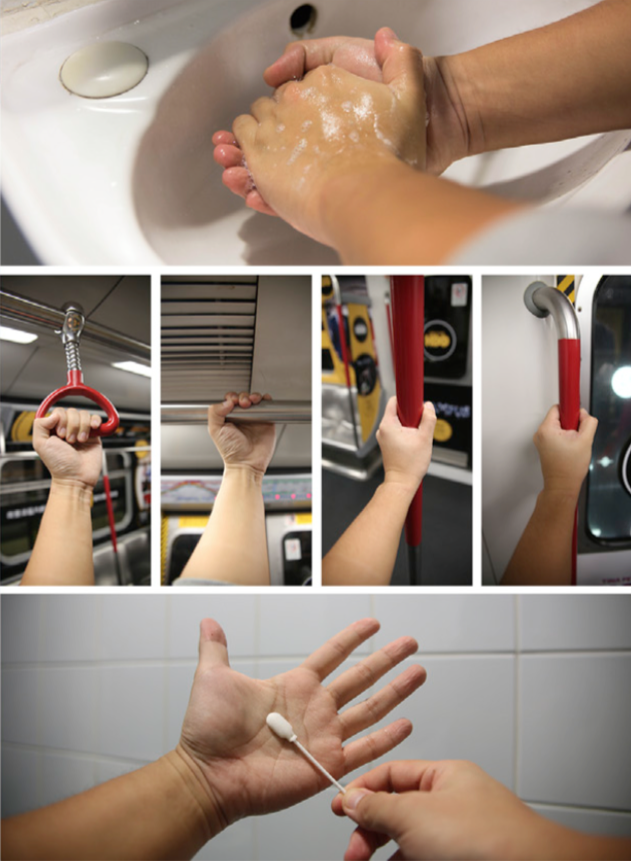 Hand-based microbe collecting experiment on the subway