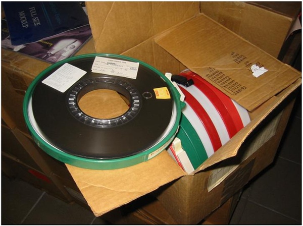 Much of the Pioneer data were stored on 7- and 9-track magnetic tapes. (Credit: NASA/JPL)