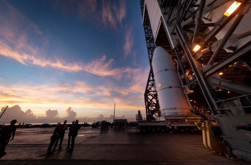 NASA’s Parker Solar Probe, is prepped for launch from the Space Launch Complex 37 at Cape Canaveral in July. (Credit: NASA/Johns Hopkins APL/Ed Whitman)