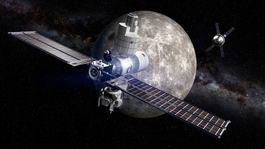NASA's proposed Deep Space Gateway would put a permanent presence in orbit around the moon. (Credit: Boeing)