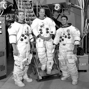 Al Worden (center) with this Apollo 15 crewmates, David Scott (left) and Jim Irwin. (Credit: NASA)