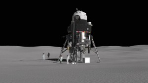 Lockheed Martin's massive lunar lander design can fit a maximum of four astronauts. (Credit: Lockheed Martin)