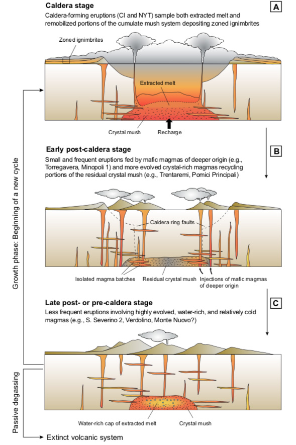 The caldera cycle at the Campi Flegrei in Italy, from Forni and others (2018), Science Advances.