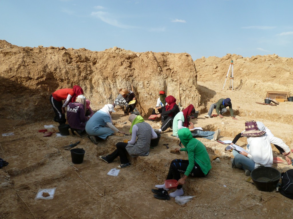 Members of Ain Hanech team excavating at Ain Boucherit. [Credit: M. Sahnouni]