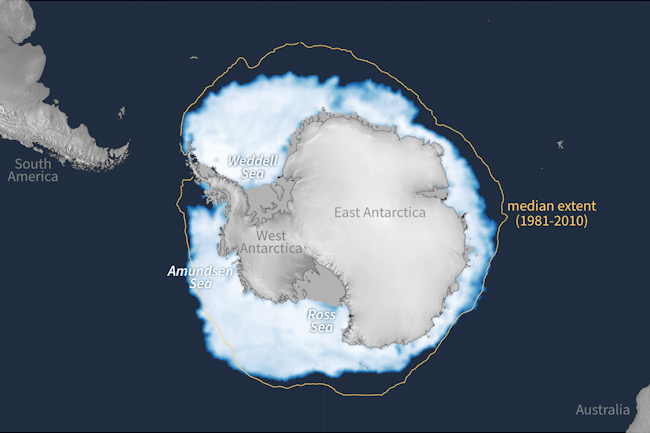 Antarctic Sea Ice Reaches a “Record-Smashing Low”